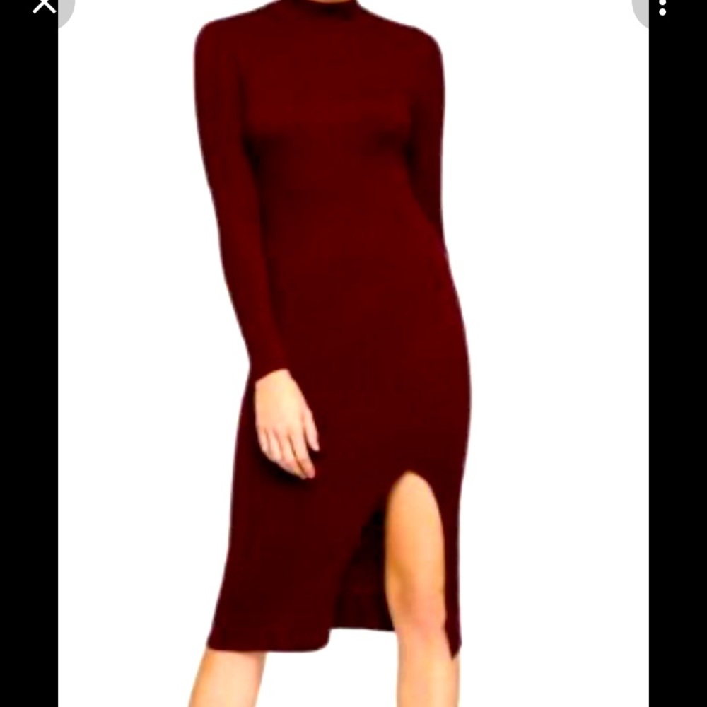 BCBG Generation Burgundy Jersey Sweater Long Sleeve Dress